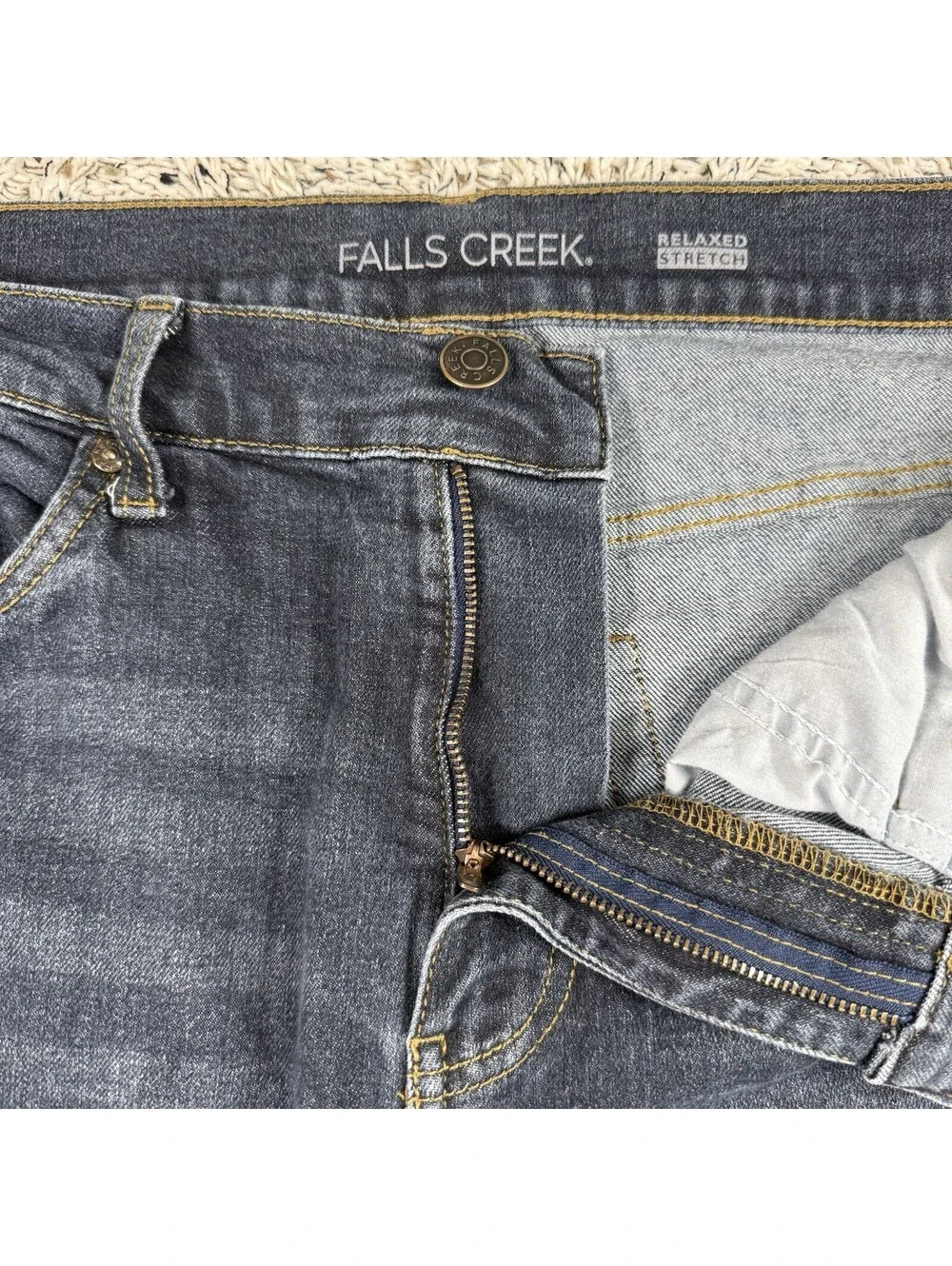 Falls Creek Relaxed Fit Jeans Men’s 36x32 Blue Denim Straight Leg Casual Pants
